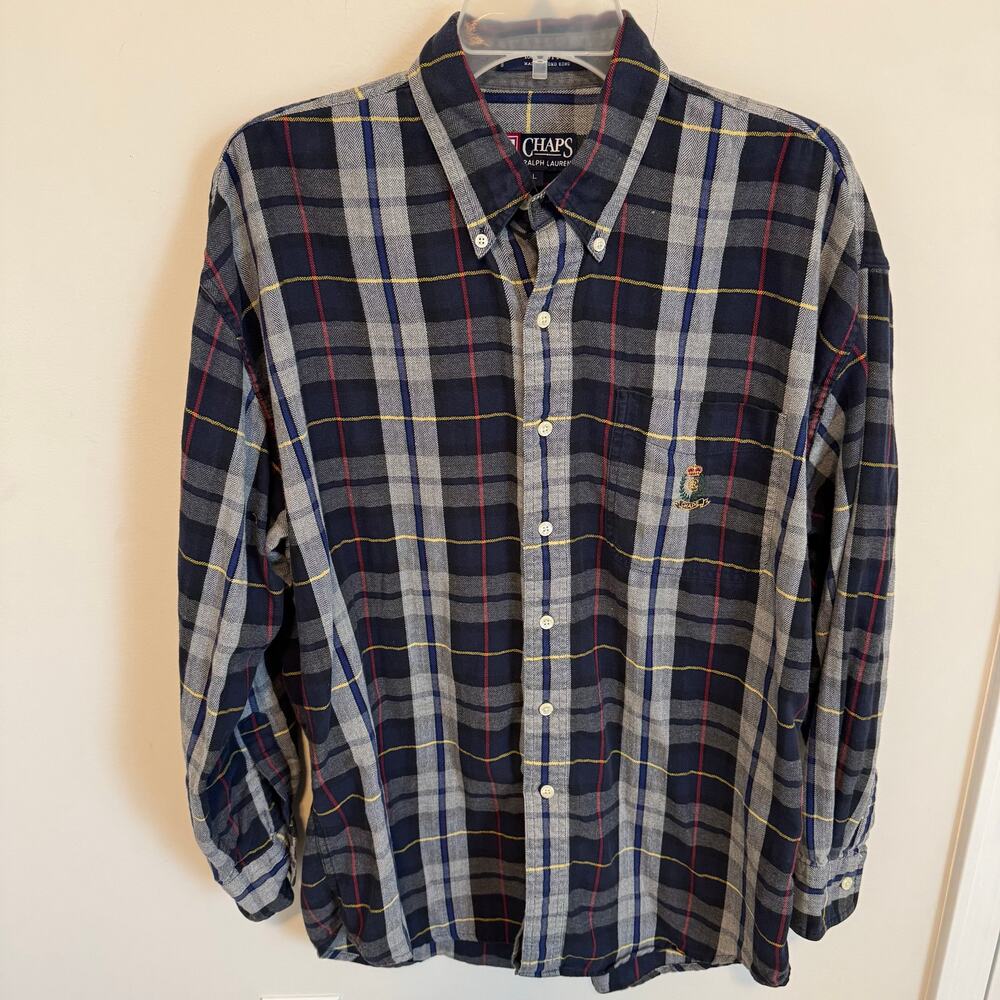 Vintage Chaps Ralph Lauren 100% cotton blue flannel men’s size large button up